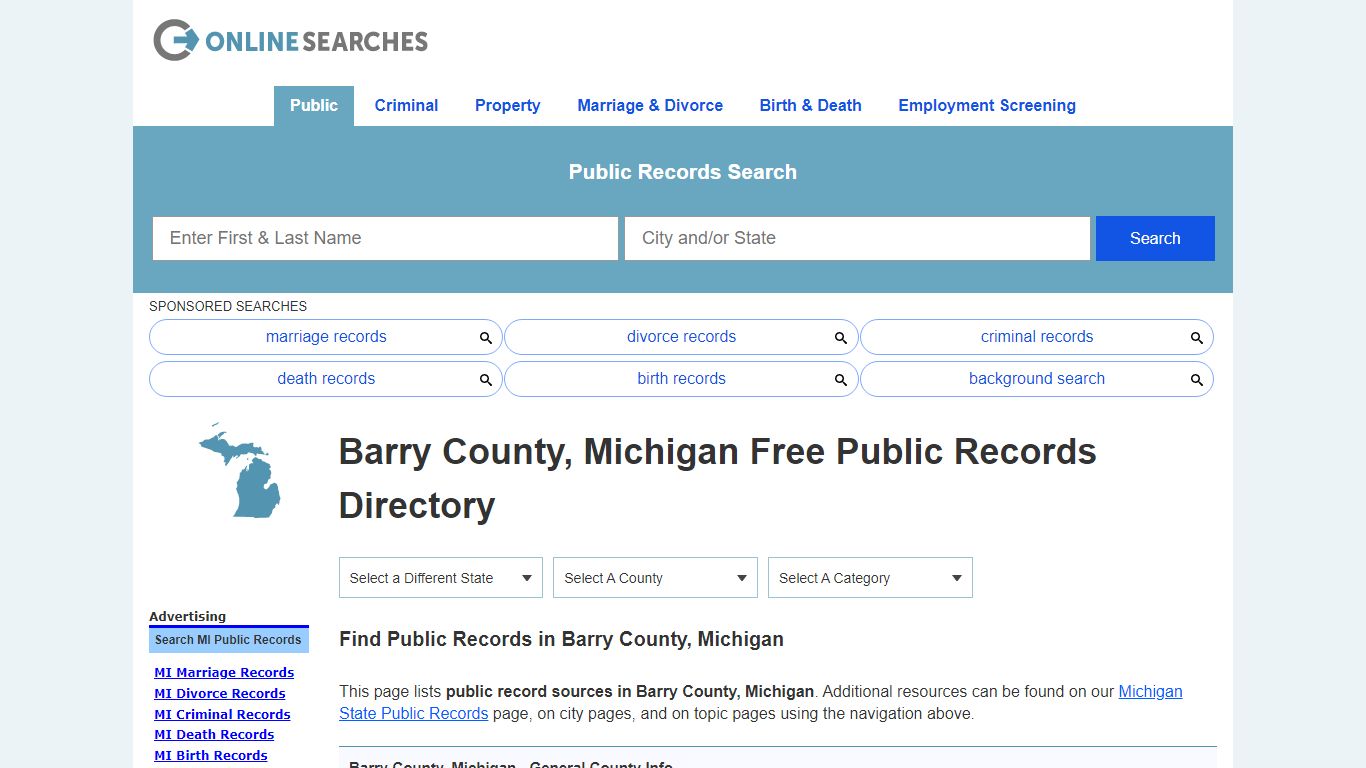 Barry County, Michigan Public Records Directory